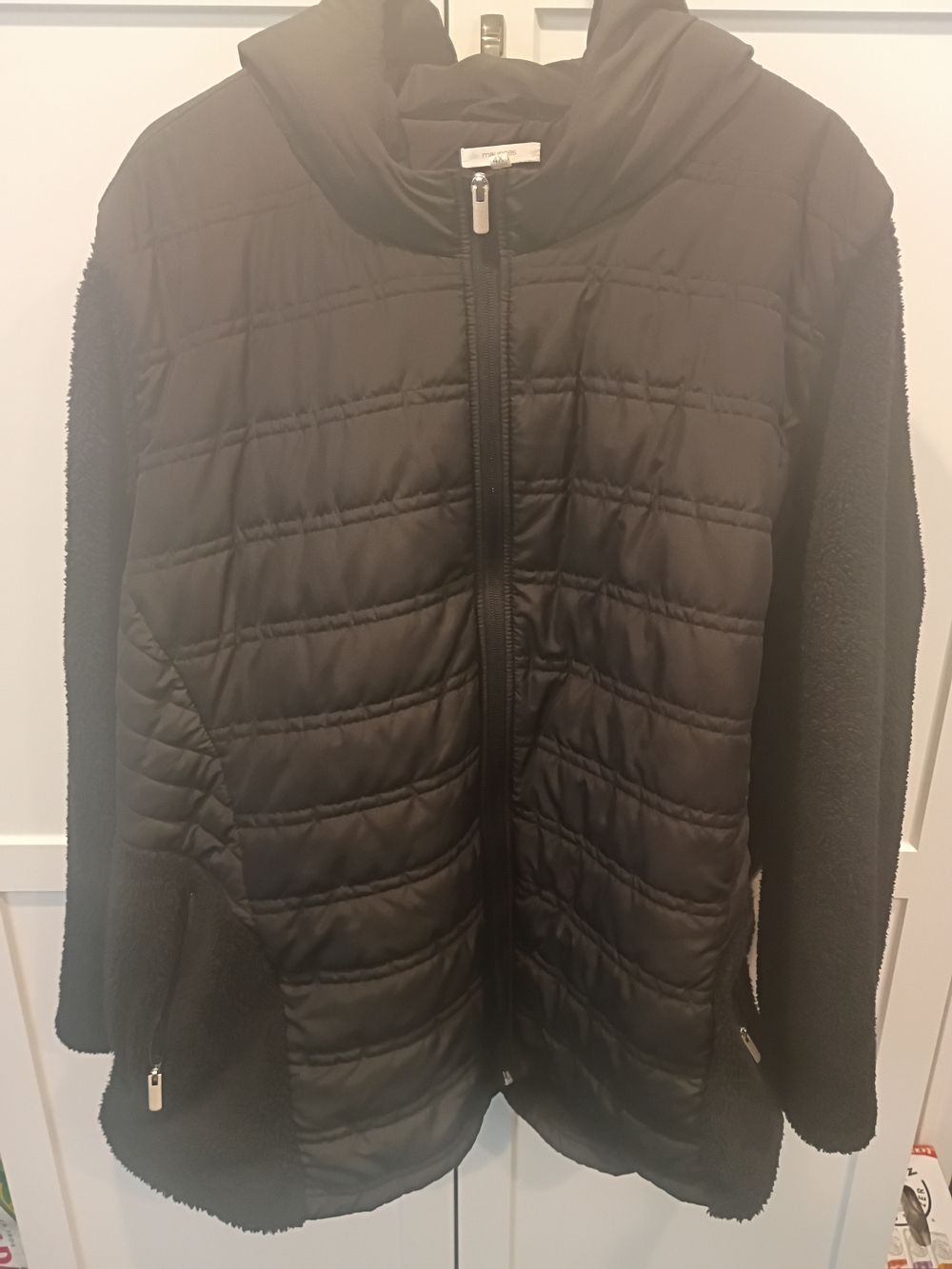 Maurices Black Quilted Jacket with Silver Zipper
